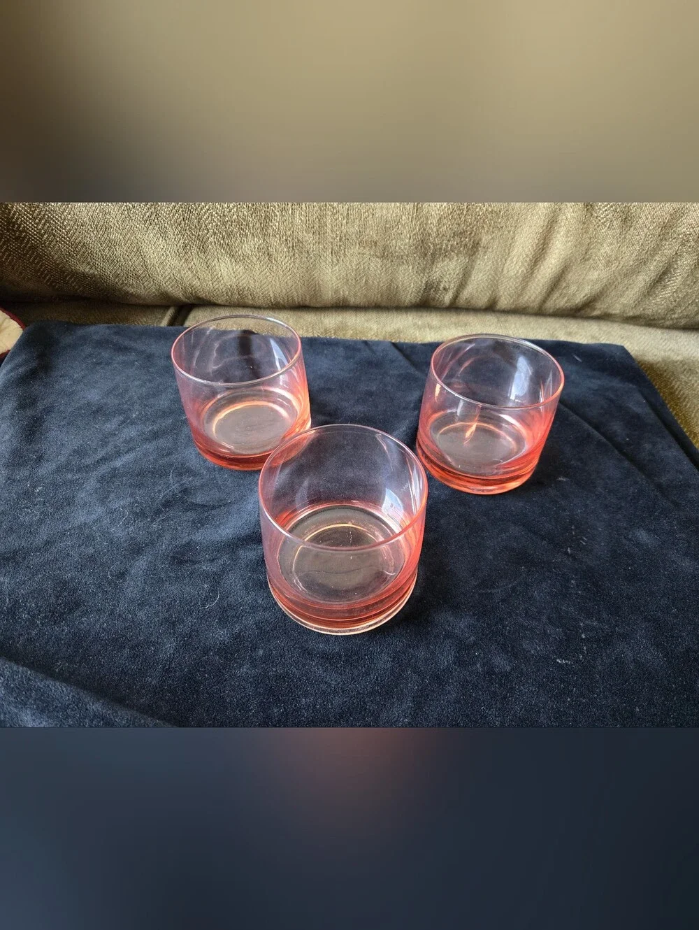 Set of 3 Pink Peach Tinted Glass Tumblers - Home Dining